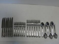 A set of silver plated George Butler & Co of Sheffiled King's pattern cutlery for six settings.