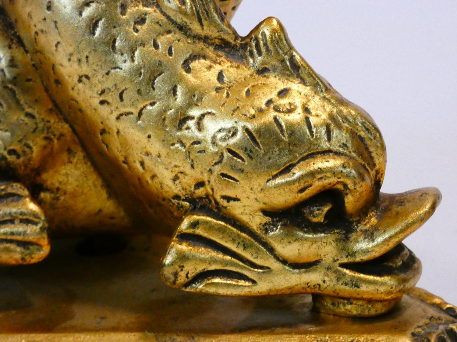 a gilt plaster lamp base in the form of three entwined Trafalgar dolphins. H.48cm - Image 3 of 6