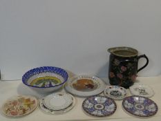 A collection of antique ceramics. Including two Oriental hand painted plates, a Hovis plate, various