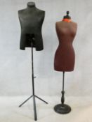 A vintage style tailor's dummy on stand and another similar. H.180cm