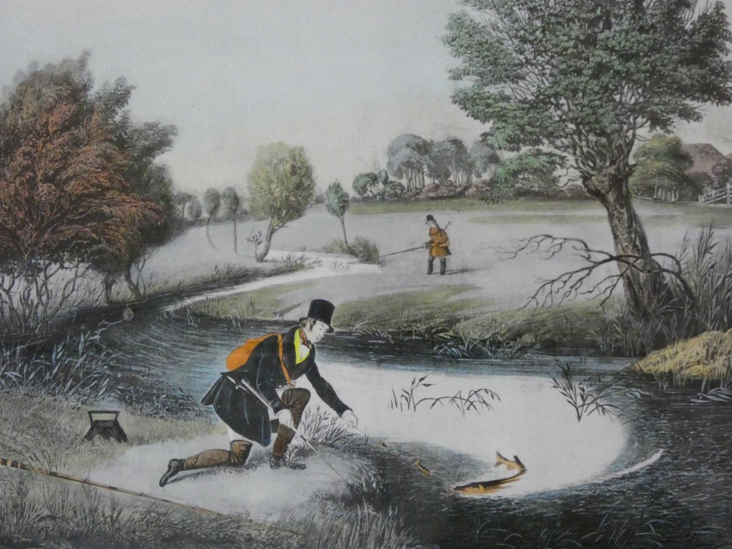 A framed antique hand coloured engraving 'Live Bait fishing for Jack' by James Pollard Published J M - Image 5 of 9