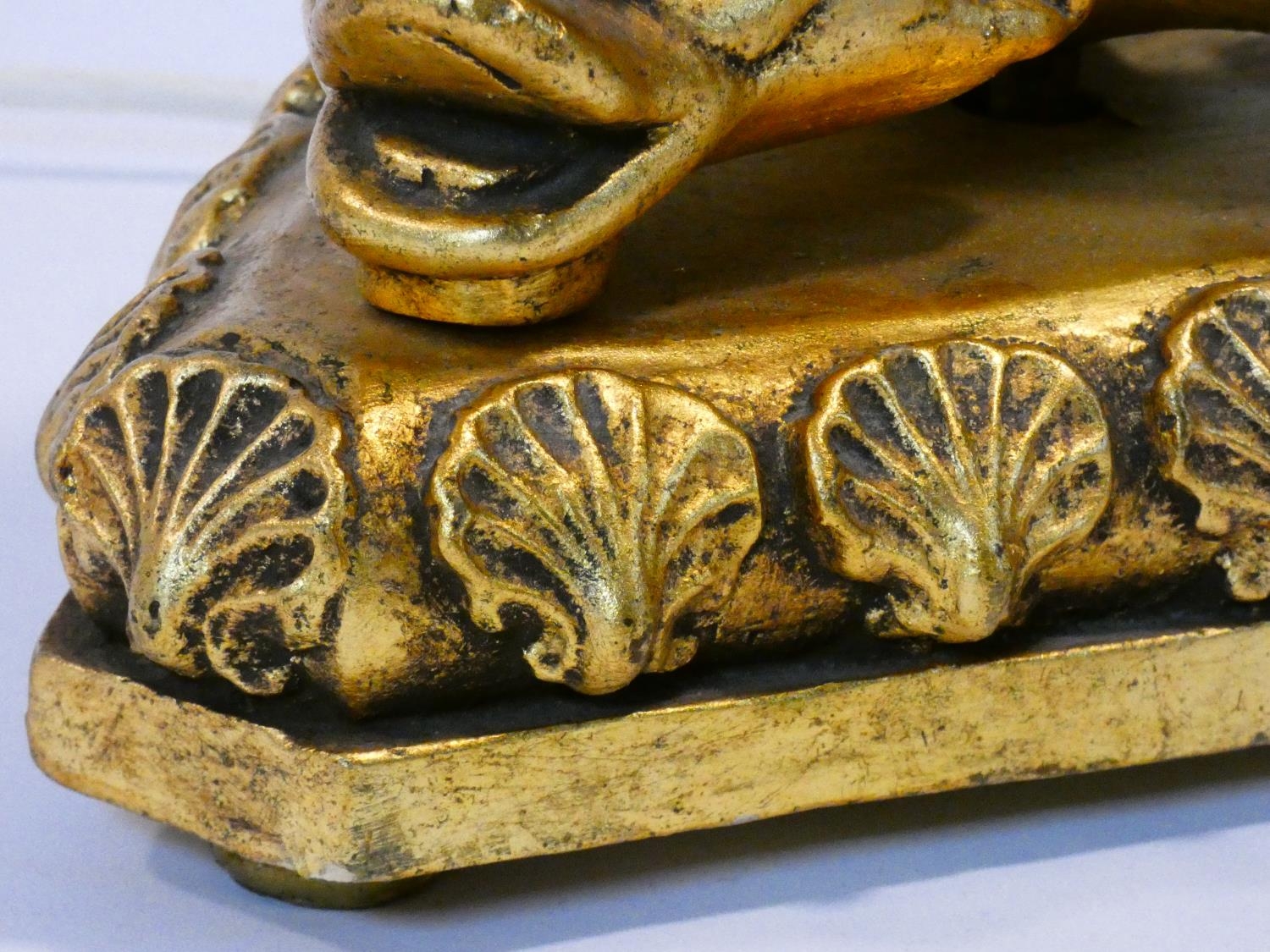 a gilt plaster lamp base in the form of three entwined Trafalgar dolphins. H.48cm - Image 4 of 6