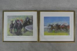 A pair of framed and glazed limited edition prints by Constance Halford-Thompson, 2/25 All Out and