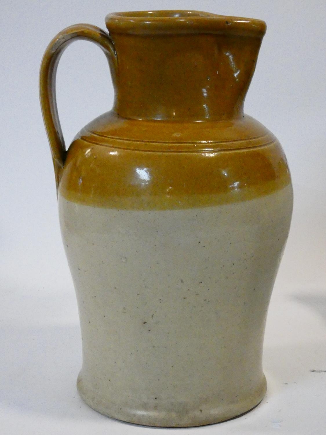 An antique stoneware honey glazed jug and a ceramic glazed plant pot. H.39cm - Image 4 of 5