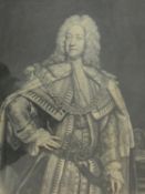 After Joseph Highmore, a 19th century framed and glazed etching, George II by I. Faber Fecit.