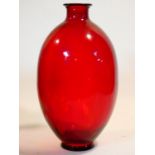 A large Pols Potten Danish red glass bottle. H.53cm