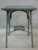 A vintage Lloyd Loom style conservatory occasional table. H.71 W.53 D.53cm