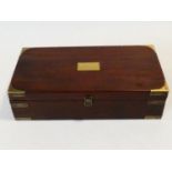 An early 19th century style mahogany brass bound military style documents box fitted with brass twin