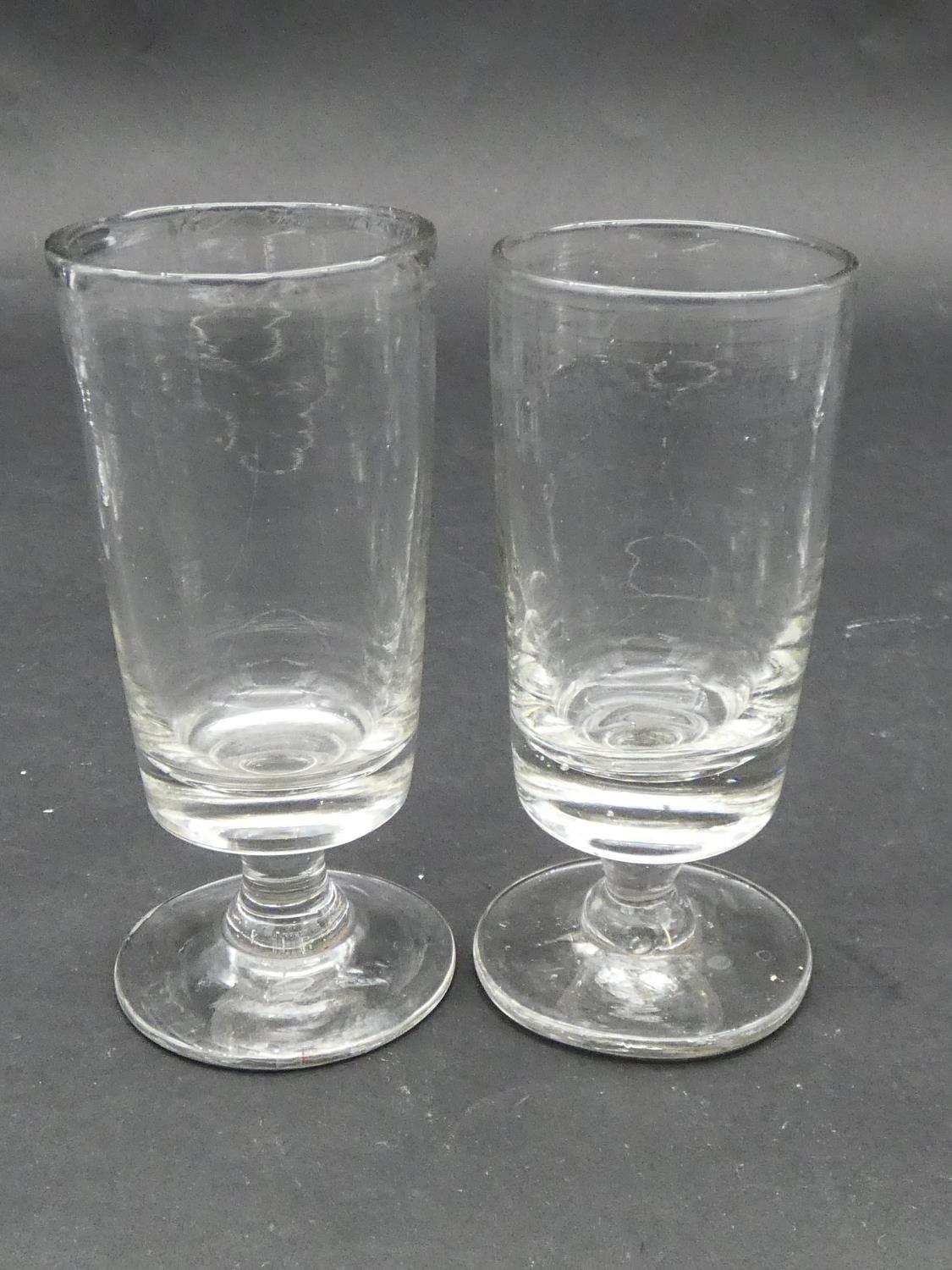 A collection of six 19th and 18th century glasses. Including two 19th century absinthe glasses, a - Image 2 of 4