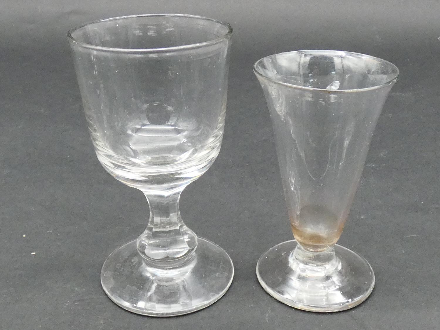 A collection of six 19th and 18th century glasses. Including two 19th century absinthe glasses, a - Image 4 of 4