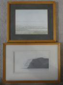 A framed and glazed watercolour, The Shore at Eastbourne, signed Peter Manning and a watercolour