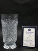 A boxed Thomas Webb cut crystal limited edition Buckminster Floral vase, no 66/250. With certificate