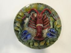 An early 20th century Pallisy style lobster dish. 23x23cm