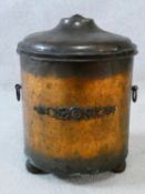 A vintage hammered copper coal bucket with zinc liner. H.42xD.31cm