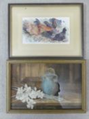 A framed and glazed watercolour study, still life, signed and dated and another watercolour of