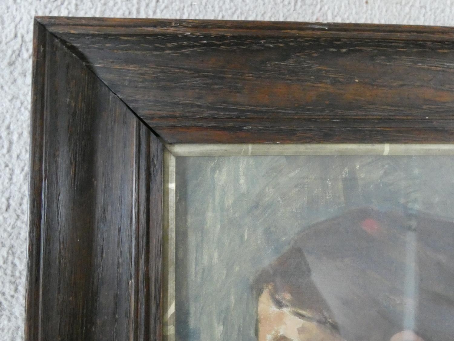 An oil on canvas, portrait profile study, unsigned, oak framed and glazed. H.54xW.44cm - Image 3 of 4