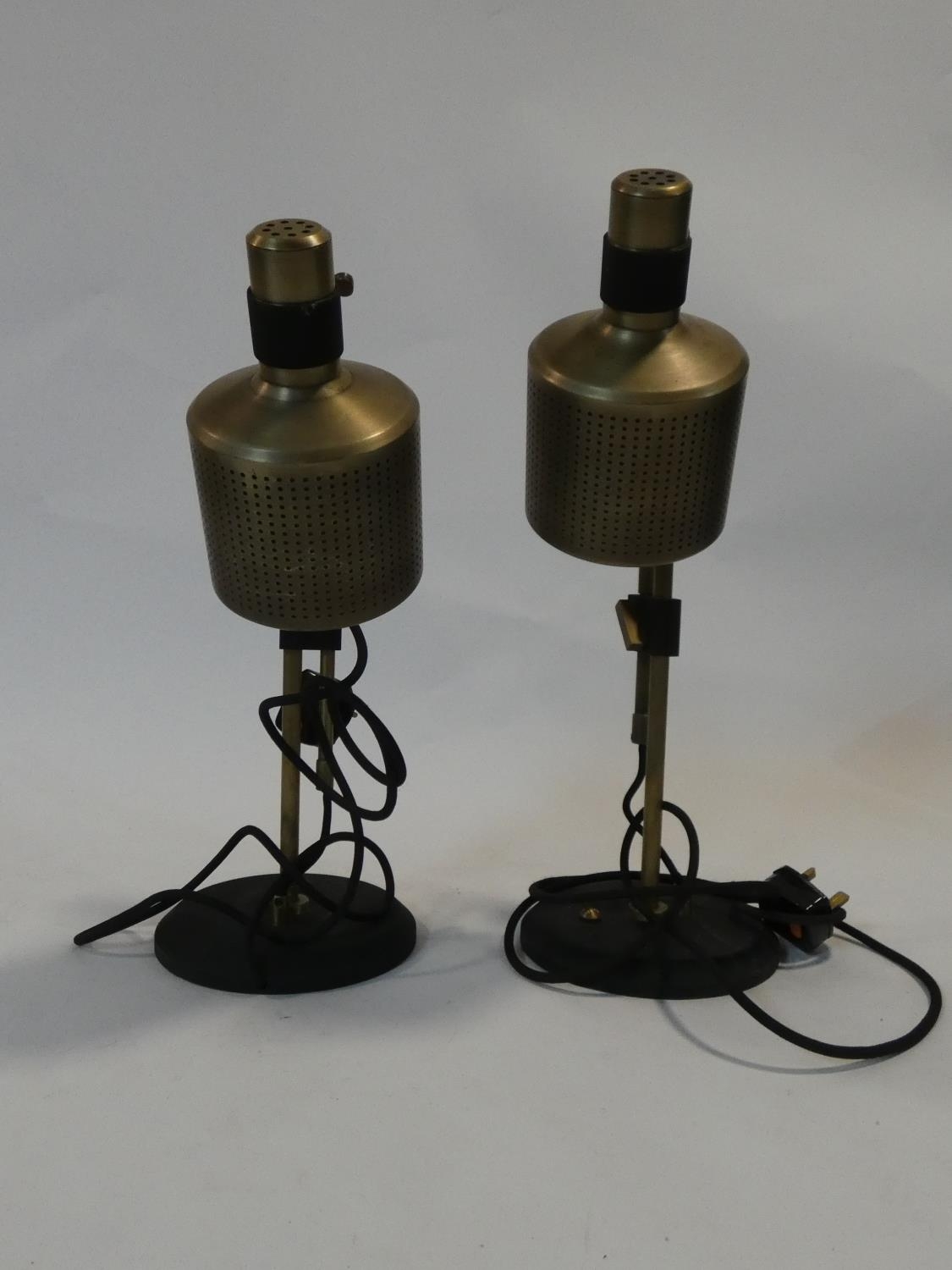 A pair of vintage style metal adjustable desk lamps. H.50cm