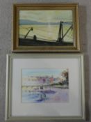 Sim Hock Neoh, A framed and glazed watercolour, figures by the Thames, signed and inscribed to the