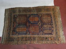 A large prayer rug with stylised floral multiple borders. H.175xW.270cm