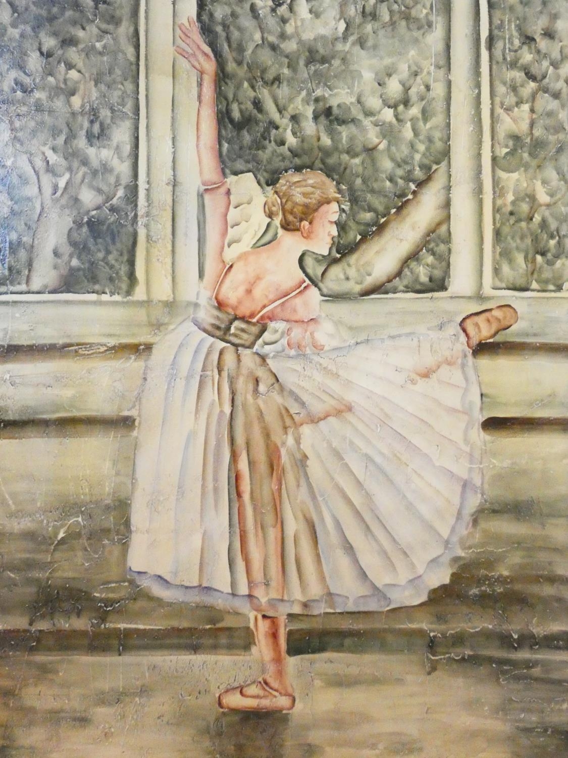 An oil on board of a ballet dancer after Degas 'Dancer at the Bar' 60x90cm