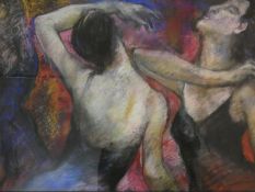 A large framed and glazed pastel, Dance, by Jacqueline Crofton. 94x73cm
