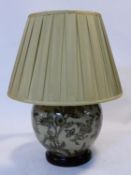 A collection of three various contemporary table lamps and shades. H.53cm