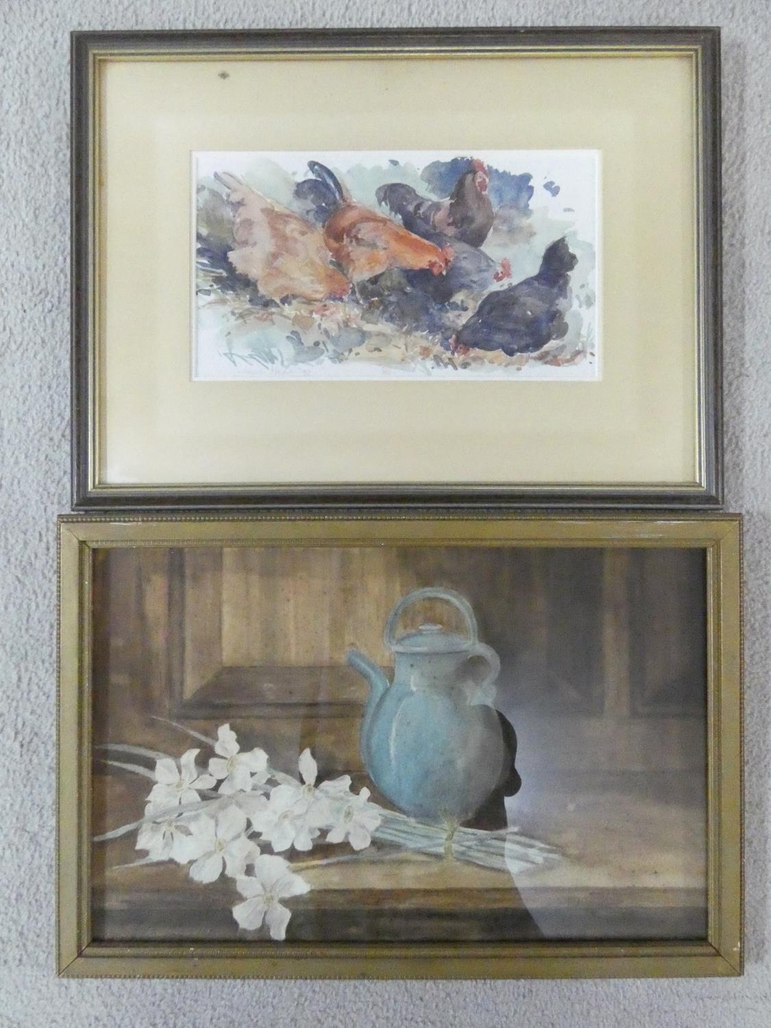A framed and glazed watercolour study, still life, signed and dated and another watercolour of