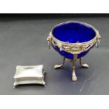 A blue velvet lined Victorian cushion shaped sterling silver ring box, hallmarked: HWLd for Henry
