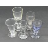 A collection of 18th and 19th century glasses. Including three 18th century deceptive toast master's