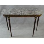 A Louis XVI style mahogany console table with grey veined marble top and ormolu mounts to the frieze