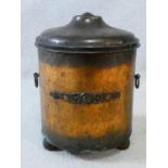 A vintage hammered copper coal bucket with zinc liner. H.42xD.31cm