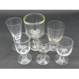 A collection of 18th and 19th century glasses. Including five glass rummers and a conical gin glass.