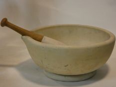 A very large shop display apothecary's stoneware pestle and mortar. Stamped Made in England.