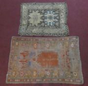 A Persian prayer rug and a smaller Eastern rug. H.162xW.108cm