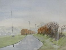 Allan Thomson, watercolour, rural lane, signed. H.39xW.28cm