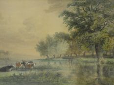 A 19th century watercolour by Thomas Smythe (1825-1907) in ornate gilt frame, pastoral landscape