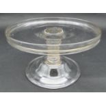 A Georgian glass tazza, circular tray-top, spiral-twist and knopped column on bell-shaped foot