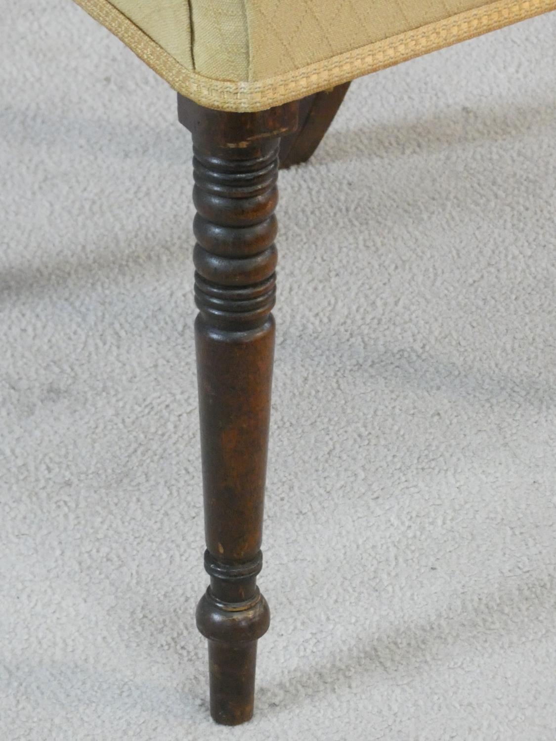 A set of four late Georgian mahogany bar back dining chairs with ebony Greek key pattern inlay above - Image 6 of 7