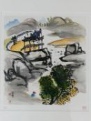 A framed and glazed limited edition signed print by Korean Artist (Kim Ki Chang 1914 - 2001),
