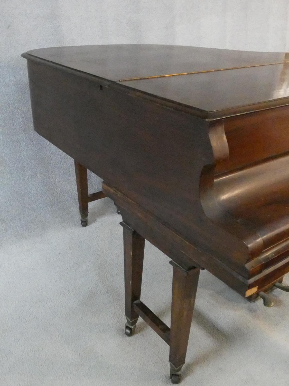 A 'Lestel' of London mahogany cased boudoir baby grand piano, metal framed, raised on square - Image 16 of 16