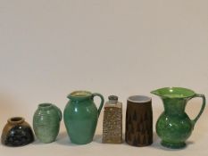 A miscellaneous collection of various Art Pottery jugs and vases. H.20cm (tallest)