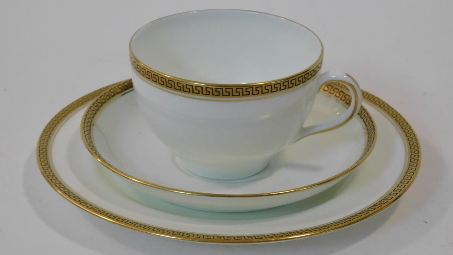 A Hammersly & Co gilded porcelain part five person coffee set. Decorated with a black and gold - Image 3 of 10