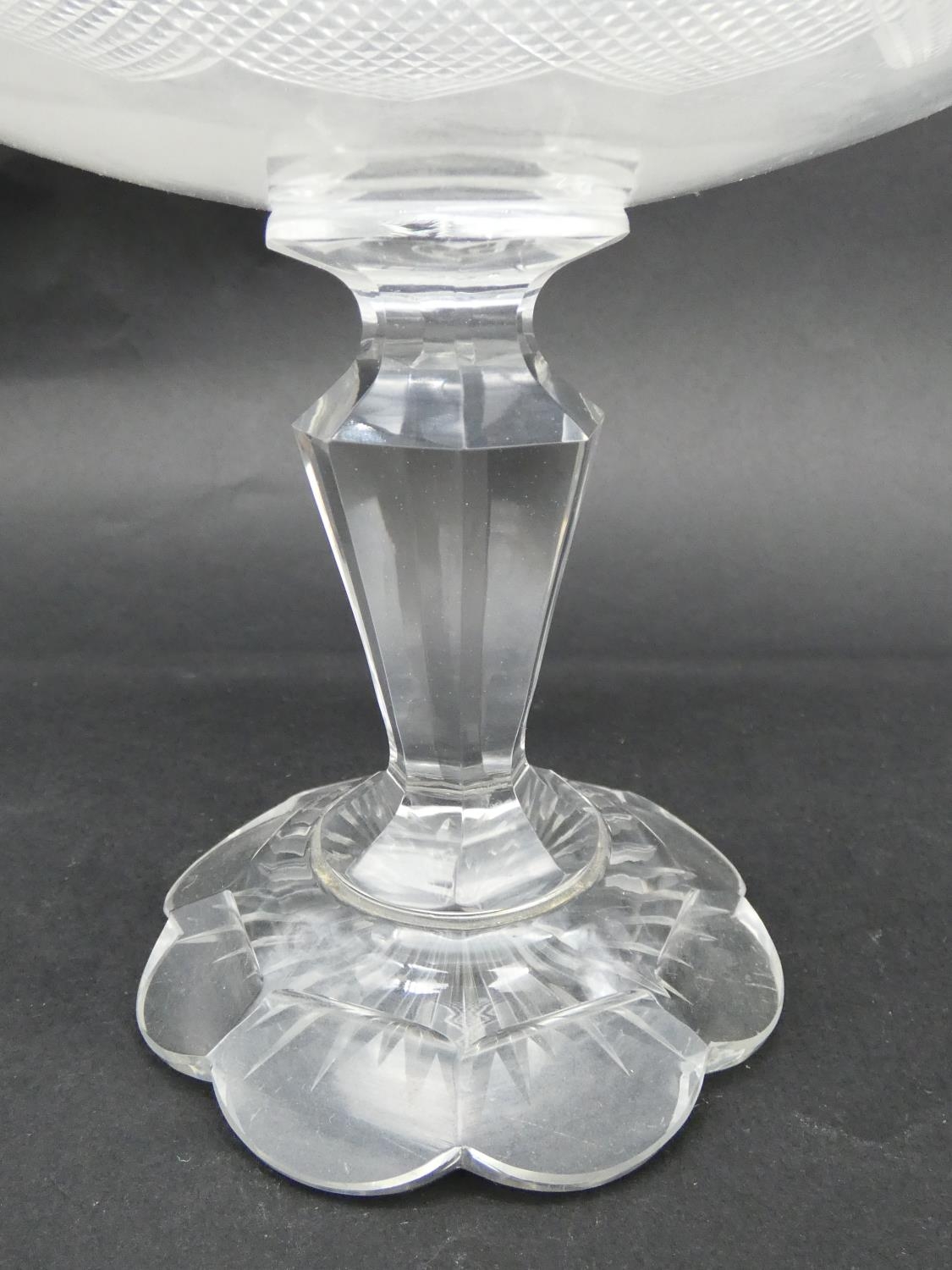 A collection of antique cut glassware. Including a cut crystal stemmed bonbon dish with floral - Image 4 of 19