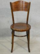 A vintage bentwood cafe chair with lattice back and seat. H.89cm