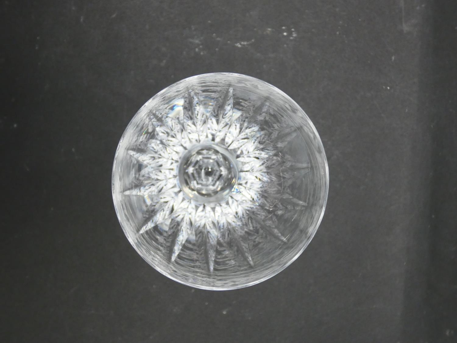 Eleven cut crystal sherry glasses with faceted petal design. H.15cm - Image 3 of 7