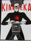 A framed and glazed reproduction Kinoteka camera poster. H.82 W.55cm