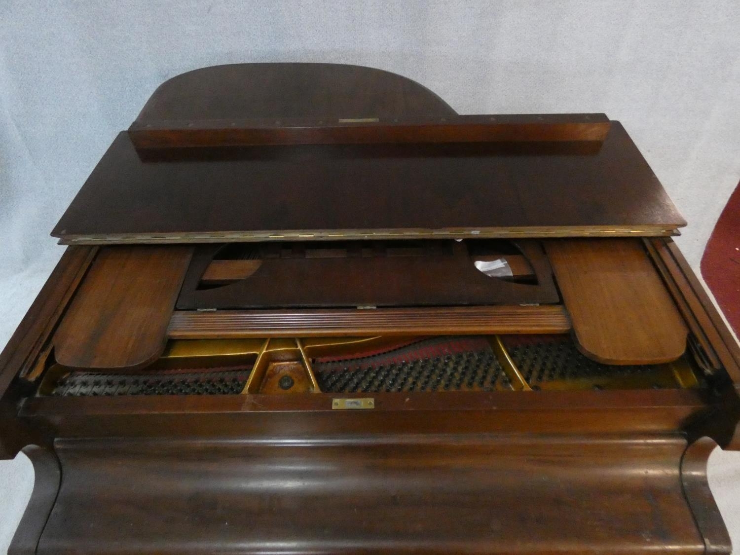 A 'Lestel' of London mahogany cased boudoir baby grand piano, metal framed, raised on square - Image 9 of 16