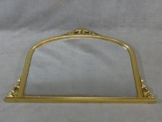 A Victorian style gilt framed overmantel mirror with scrolling foliate cresting. H.91 W.128cm