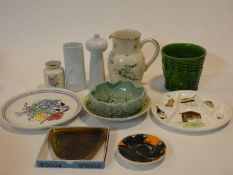 A collection of studio pottery. Including four pieces of Poole pottery, one in original Poole box,