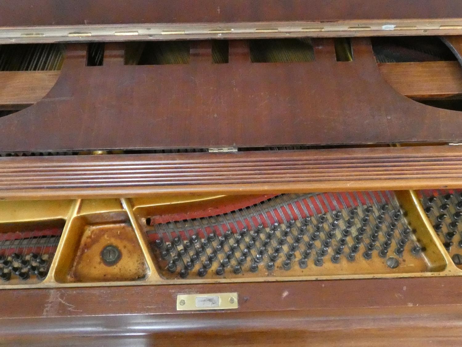 A 'Lestel' of London mahogany cased boudoir baby grand piano, metal framed, raised on square - Image 13 of 16